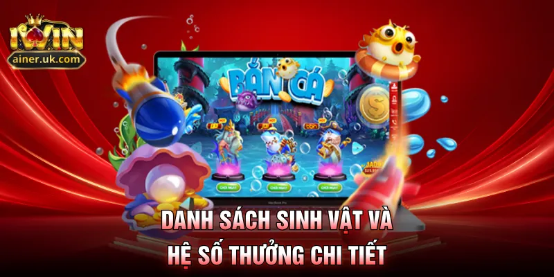 Danh sách sinh vật và hệ số thưởng chi tiết